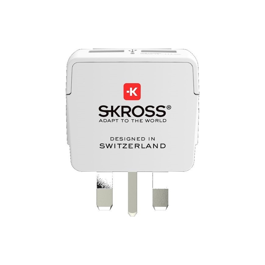 Adaptador de viagem para UK 230V + 2x porta USB