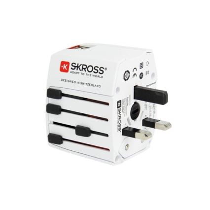 Adaptador de viagem internacional 230V + 2x porta USB