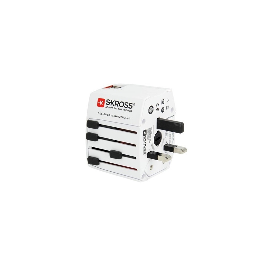 Adaptador de viagem internacional 230V + 2x porta USB