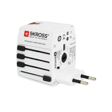 Adaptador de viagem internacional 230V + 2x porta USB