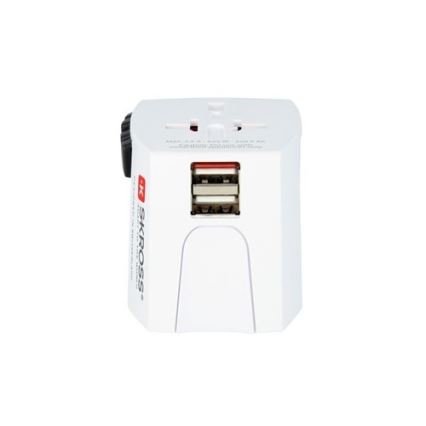 Adaptador de viagem internacional 230V + 2x porta USB