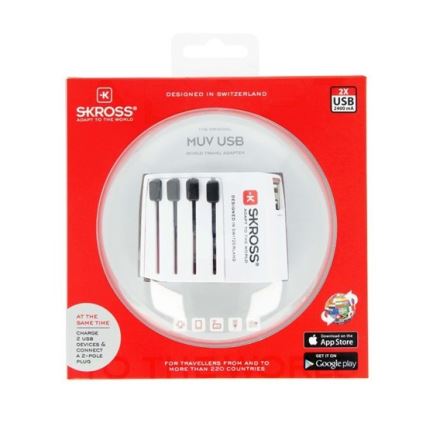 Adaptador de viagem internacional 230V + 2x porta USB