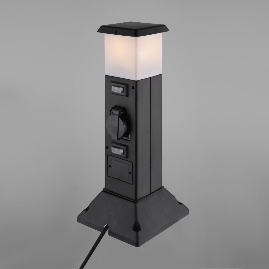 Candeeiro exterior com 2 tomadas 1xE14/15W/230V IP44 preto