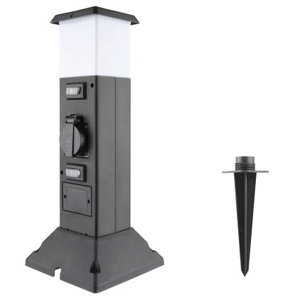 Candeeiro exterior com 2 tomadas 1xE14/15W/230V IP44 preto
