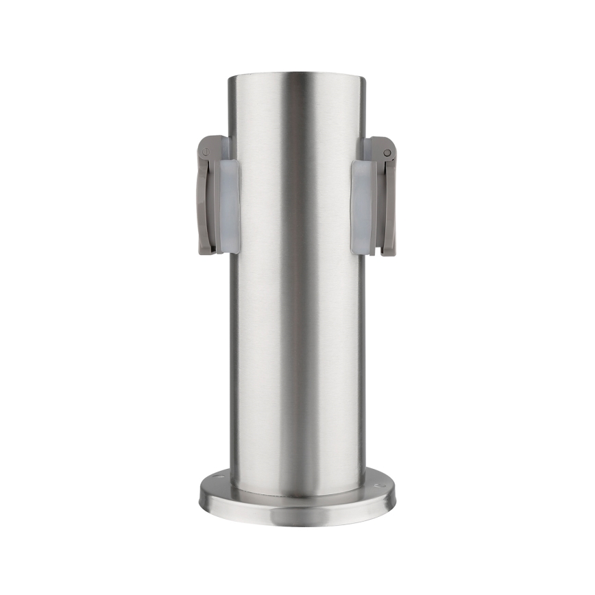 Coluna exterior com tomada 2Z 230V IP44 cromado mate redondo