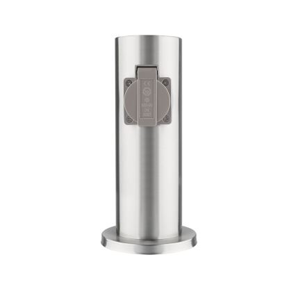 Coluna exterior com tomada 2Z 230V IP44 cromado mate redondo