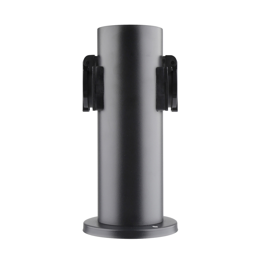 Coluna exterior com tomada 2Z 230V IP44 preto angular