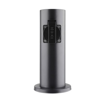 Coluna exterior com tomada 2Z 230V IP44 preto angular