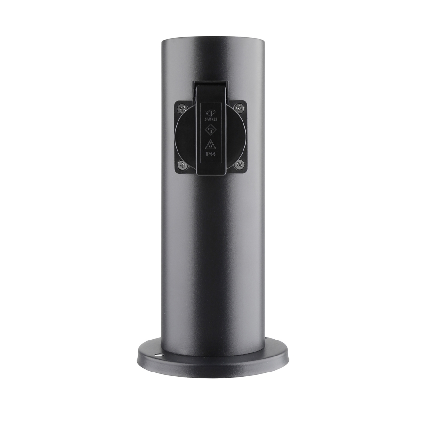 Coluna exterior com tomada 2Z 230V IP44 preto angular