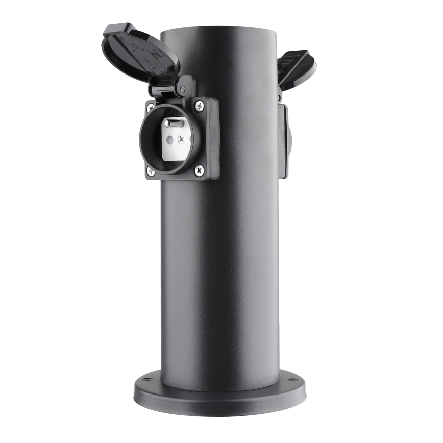 Coluna de tomada exterior 2x230V IP44 preta redonda