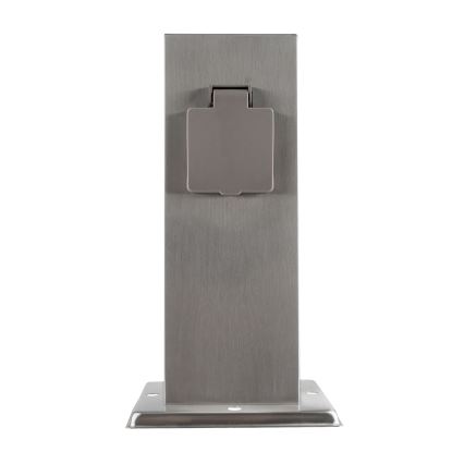 Coluna exterior com tomada 2Z 230V IP44 cromado mate angular