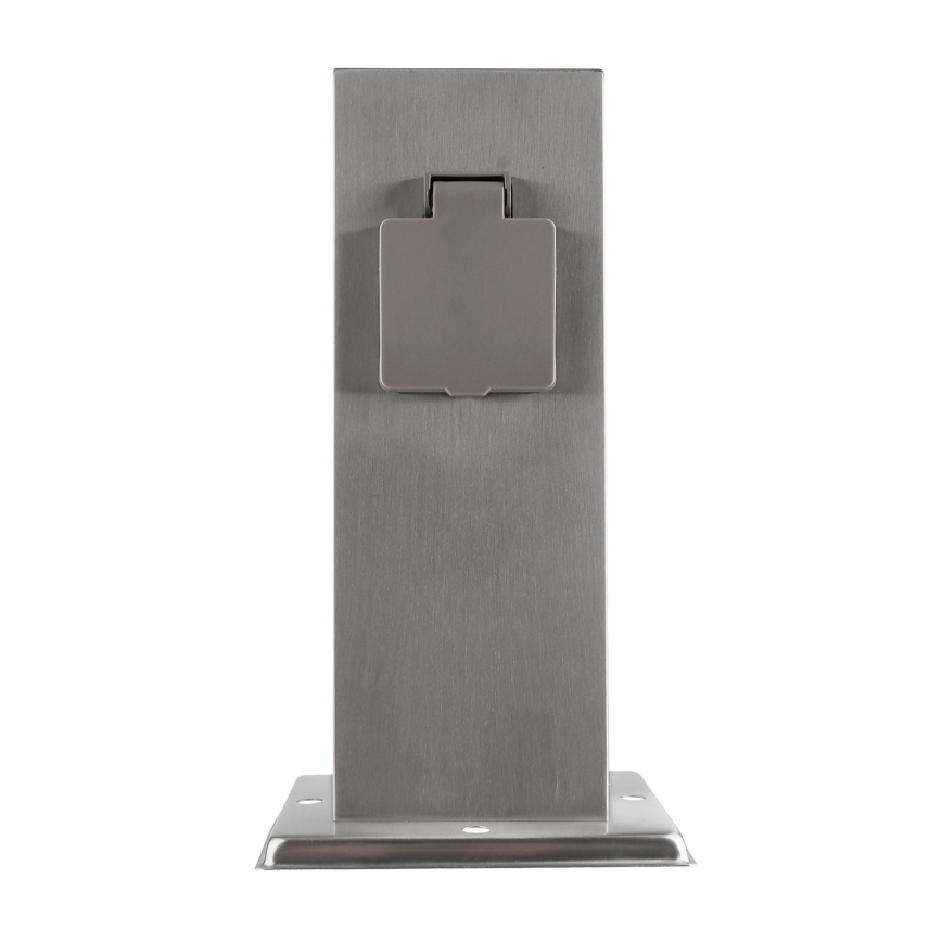 Coluna exterior com tomada 2Z 230V IP44 cromado mate angular