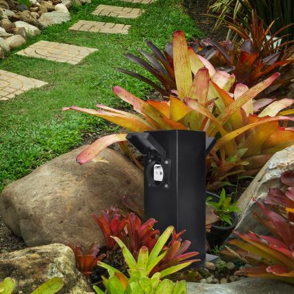 Coluna exterior com tomada 2Z 230V IP44 preto angular