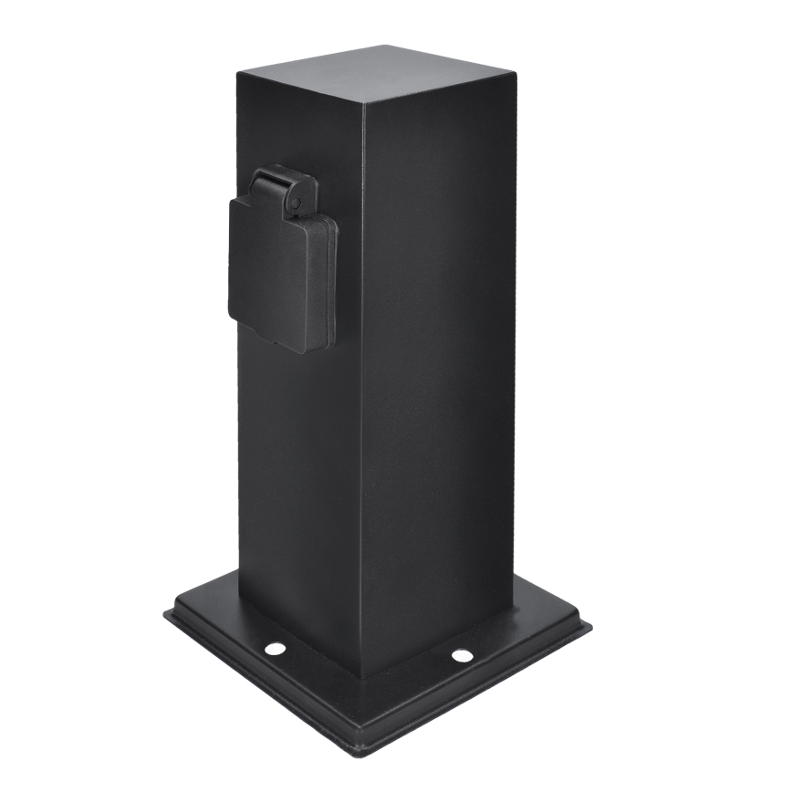 Coluna exterior com tomada 2Z 230V IP44 preto angular