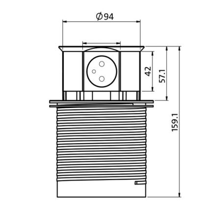 Coluna de tomadas para cima da mesa 2x230V + 2xUSB