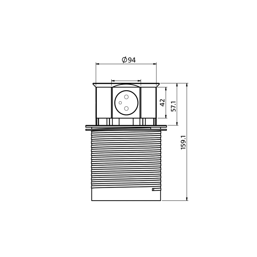 Coluna de tomadas para cima da mesa 2x230V + 2xUSB