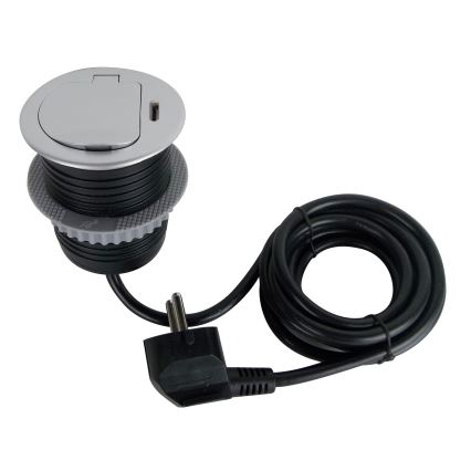 Coluna de tomadas para tampo de mesa 1x230V + USB-C Power Delivery prateado/preto