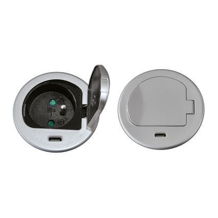 Coluna de tomadas para tampo de mesa 1x230V + USB-C Power Delivery prateado/preto
