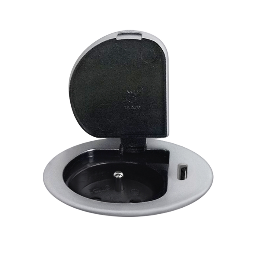 Coluna de tomadas para tampo de mesa 1x230V + USB-C Power Delivery prateado/preto