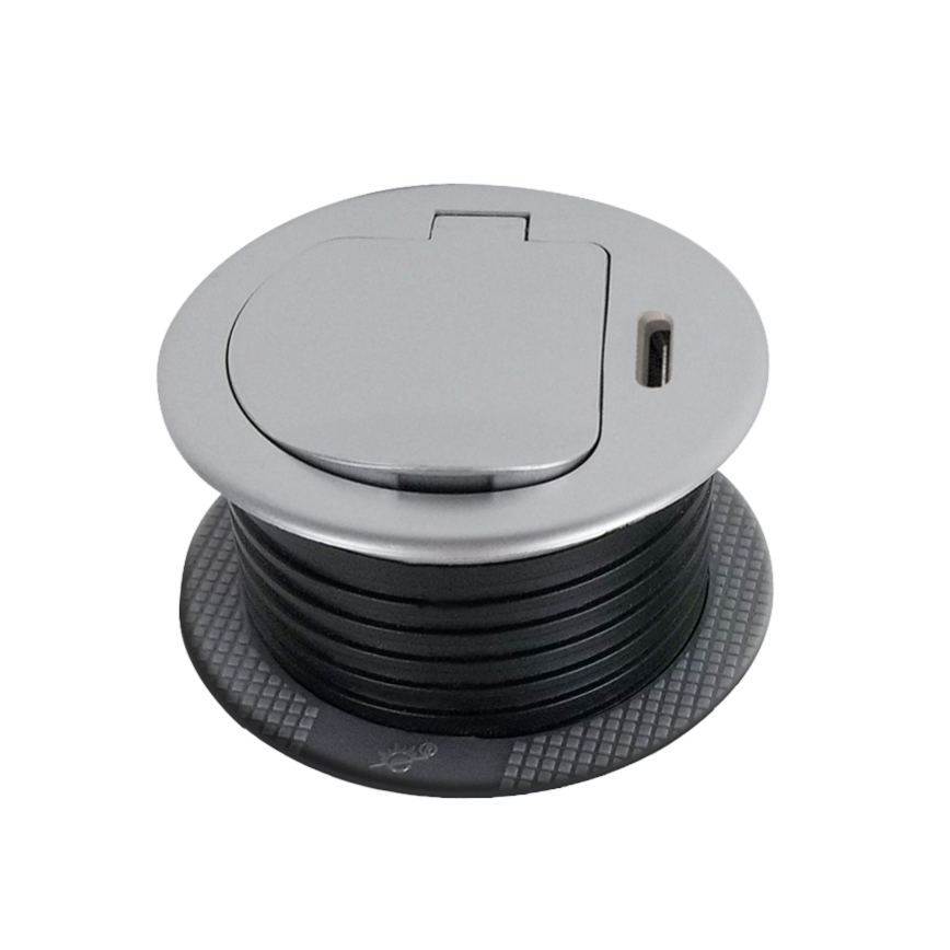 Coluna de tomadas para tampo de mesa 1x230V + USB-C Power Delivery prateado/preto