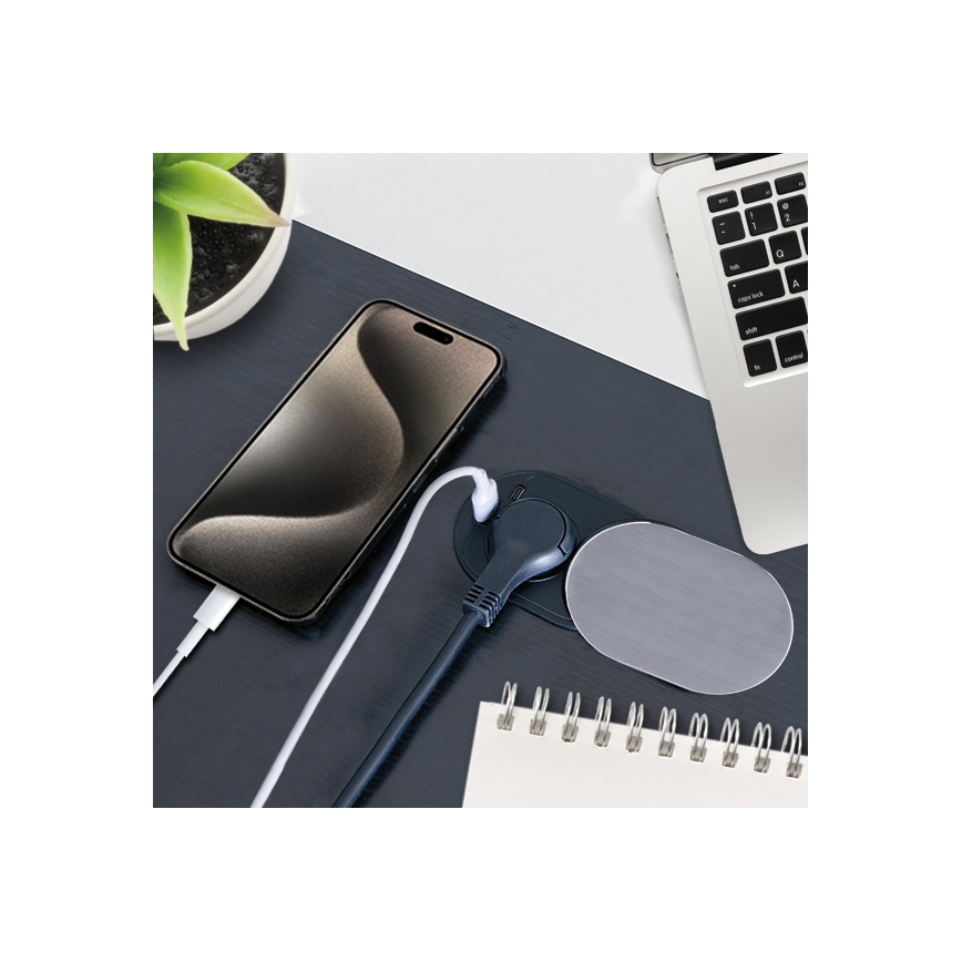Tomada embutida 1Z + USB A+C