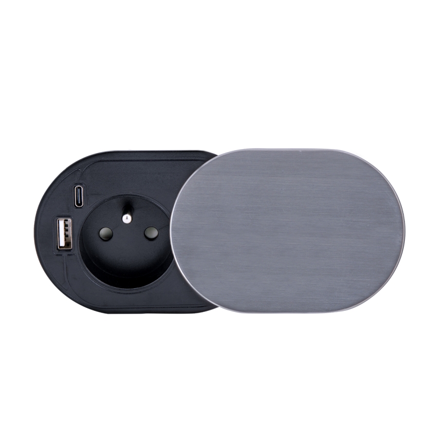 Tomada embutida 1Z + USB A+C
