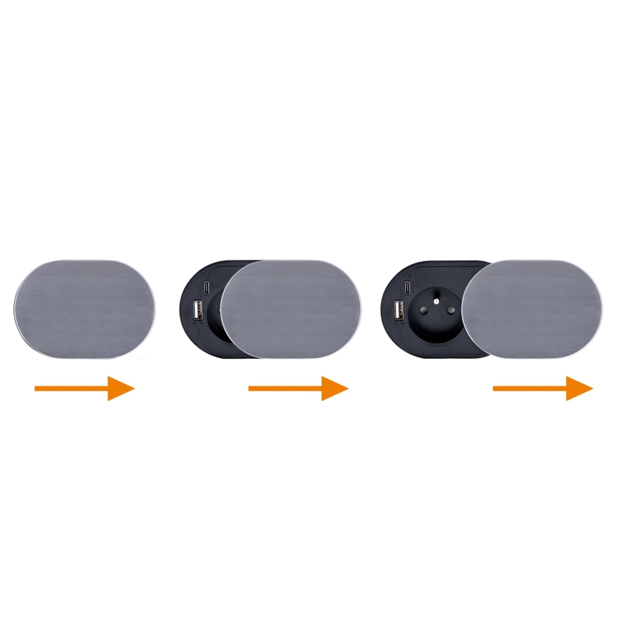 Tomada embutida 1Z + USB A+C