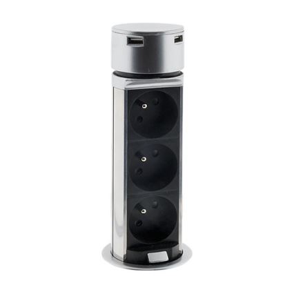 Coluna de tomadas para um tampo de mesa 3x230V