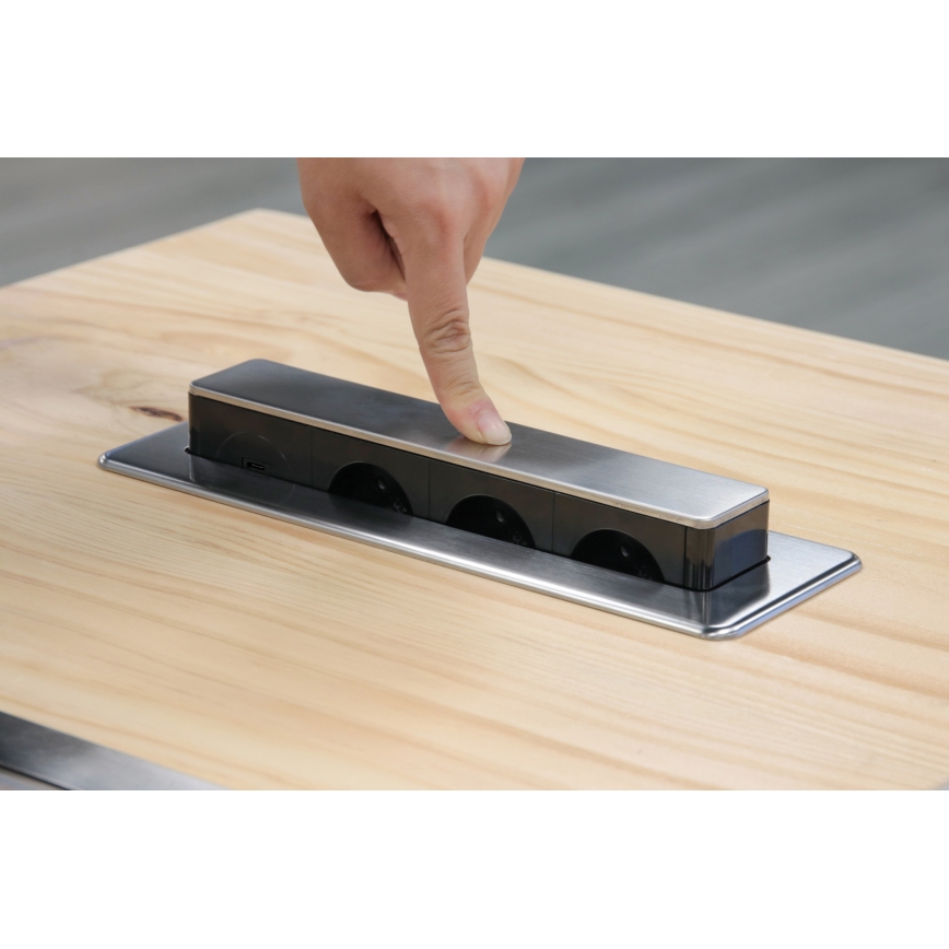 Coluna de tomadas para tampo de mesa 3x230V + USB-A + USB-C