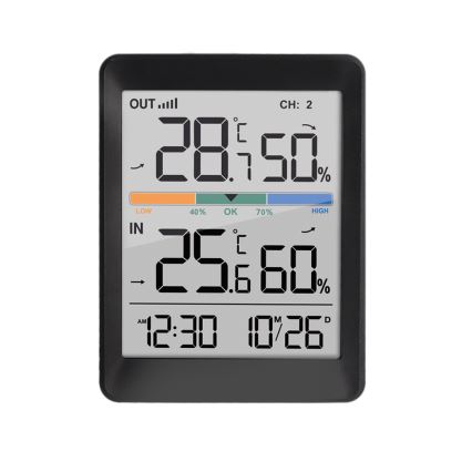 Estação meteorológica com alarme 2xAAA + 2xAAA preto