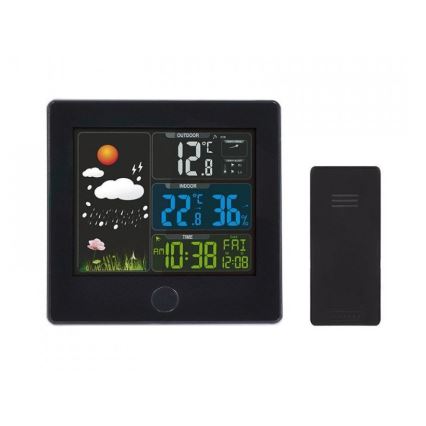 Estação meteorológica com visor LCD 230V/2xAAA + 2xAAA preto