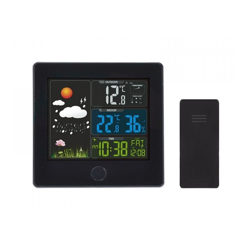 Estação meteorológica com visor LCD 230V/2xAAA + 2xAAA preto