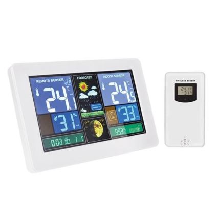 Estação meteorológica com ecrã LCD USB de carregamento branco