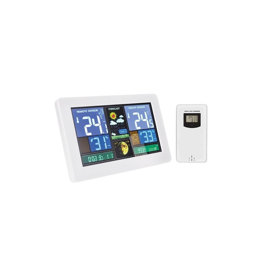 Estação meteorológica com ecrã LCD USB de carregamento branco