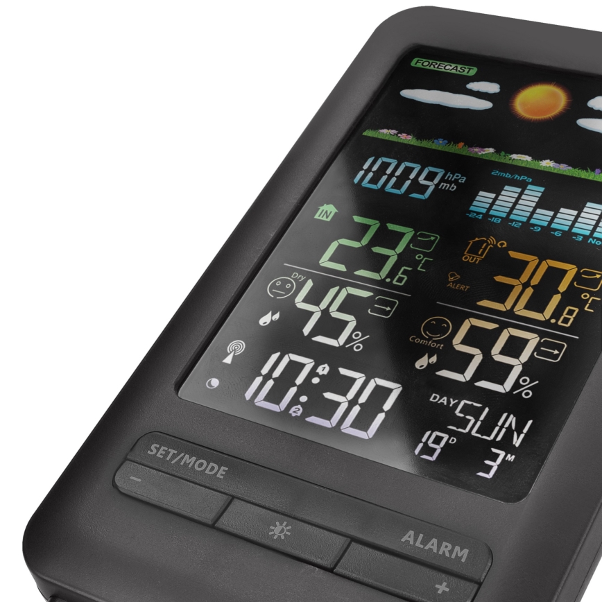 Estação meteorológica com visor LCD 2xAA preto