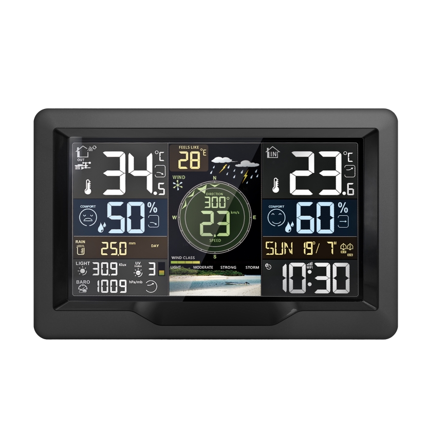 Estação meteorológica profissional com ecrã LCD 5V/2xAA + 3xAA + 2xAA Wi-Fi Tuya