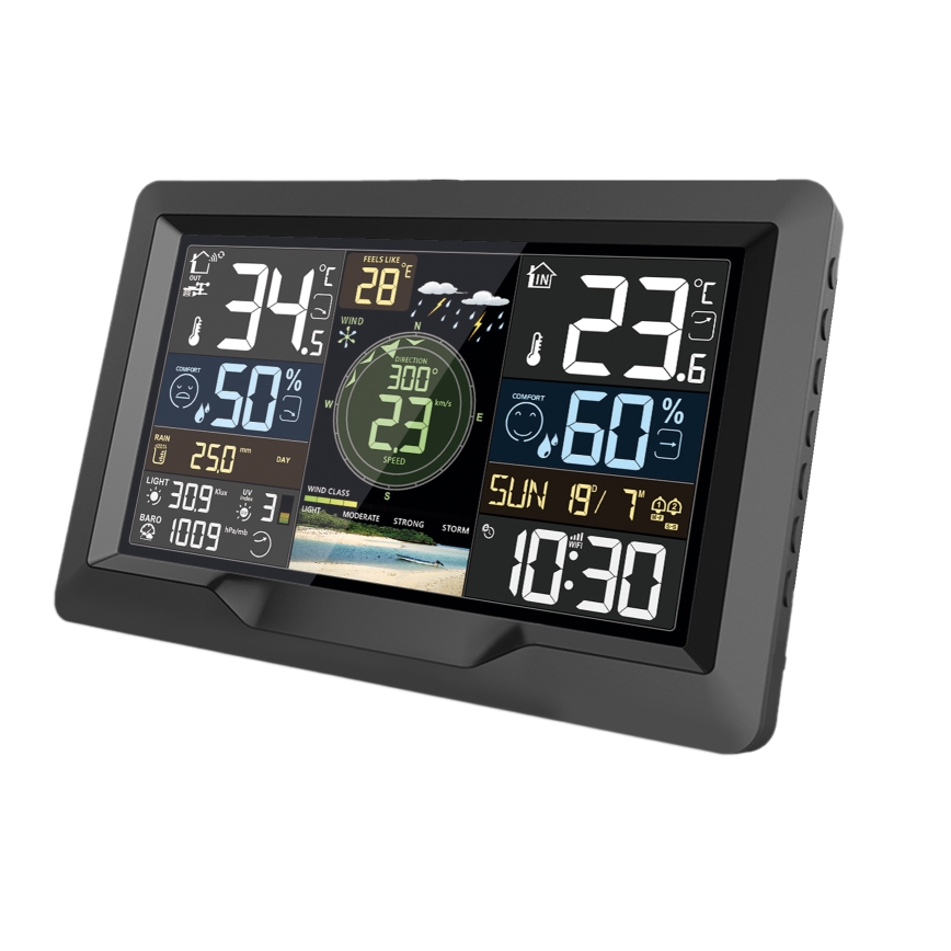 Estação meteorológica profissional com ecrã LCD 5V/2xAA + 3xAA + 2xAA Wi-Fi Tuya
