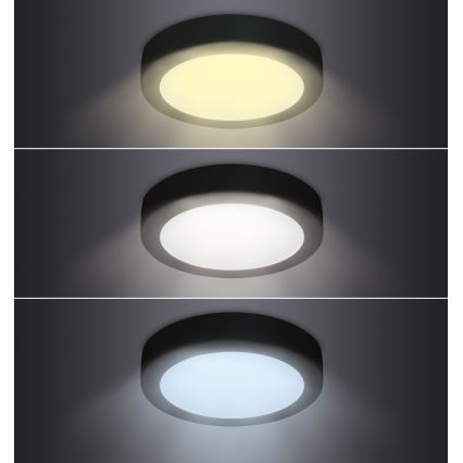 Iluminação de teto LED LED/12W/230V 3000/4000/6000K preto redondo