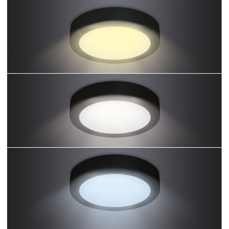 Iluminação de teto LED LED/12W/230V 3000/4000/6000K preto redondo