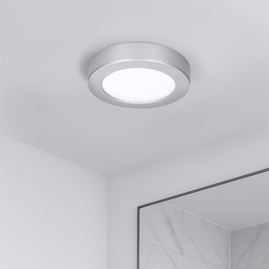 Painel LED 2 em 1 (sobreposto/embutido) 12W/230V 3000/4000/6000K Ø17 cm IP54 prateado