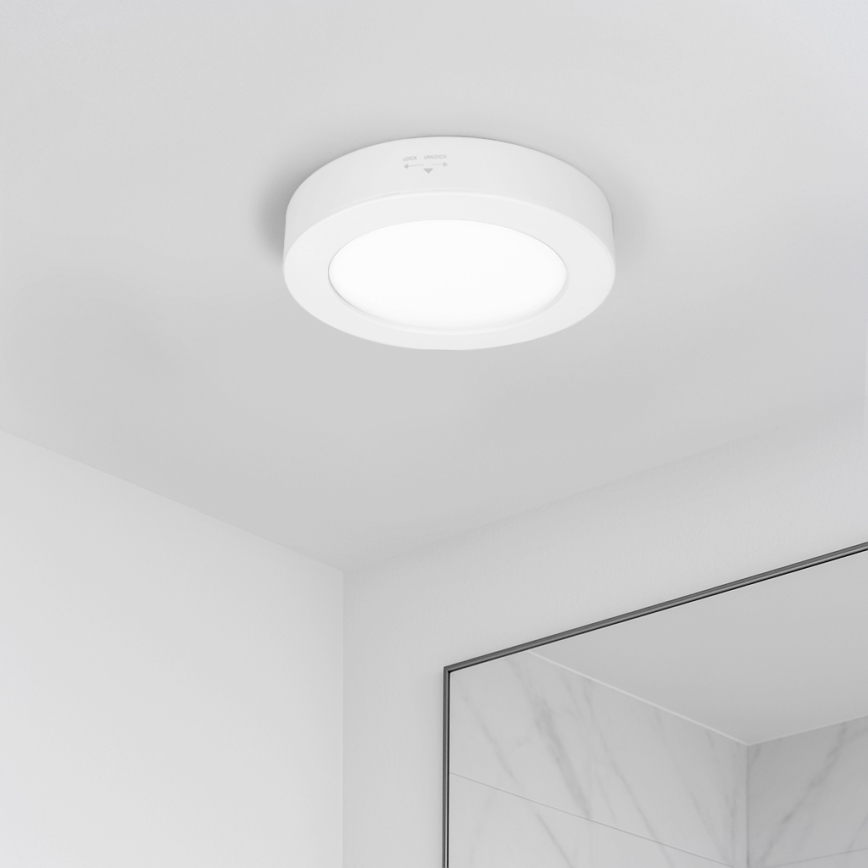 Painel LED 2 em 1 (sobrepor/embutir) 12W / 230V / 3000/4000/6000K / Ø17 cm / IP54 / branco
