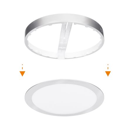 Painel LED 2 em 1 para sobrepor/encastrar 18W/230V 3000/4000/6000K Ø 22,5 cm IP54 prateado