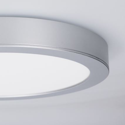 Painel LED 2 em 1 para sobrepor ou embutir, 24W/230V, 3000/4000/6000K, Ø 30 cm, IP54, prateado