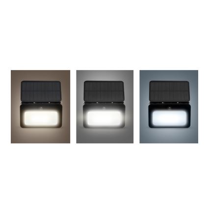 Holofote solar LED regulável com sensor de anoitecer e movimento LED/6W/3,7V 2200 mAh 3000/4000/6500K IP65