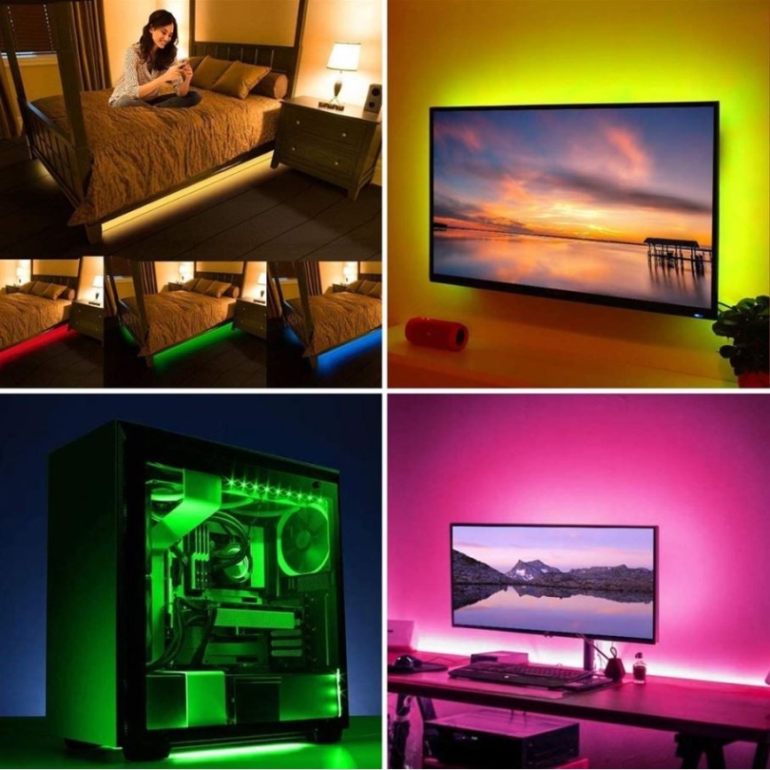 LED RGB Tira com regulação para TV LED/6W/5V Wi-Fi Tuya + controlo remoto