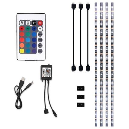 LED RGB Tira com regulação para TV LED/6W/5V Wi-Fi Tuya + controlo remoto