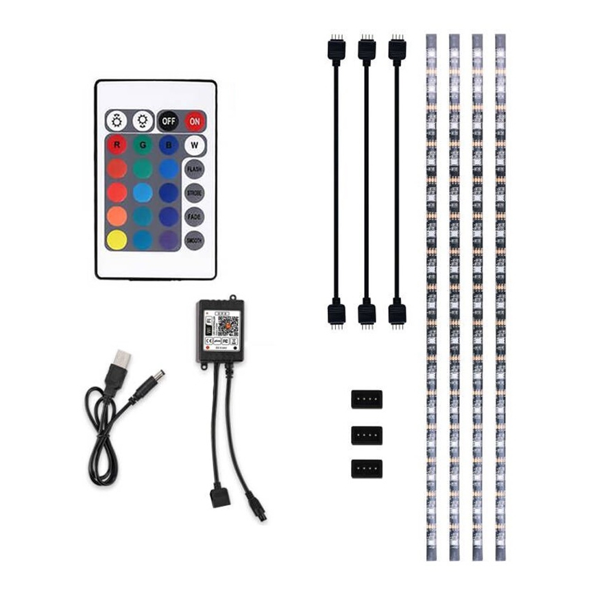 LED RGB Tira com regulação para TV LED/6W/5V Wi-Fi Tuya + controlo remoto