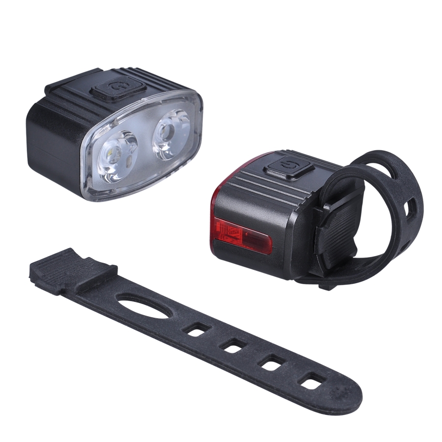 CONJUNTO 2x LED Luz de bicicleta recarregável regulável 350mAh IP44 vermelho/branco