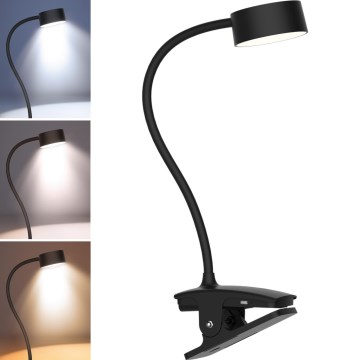 Solight WO3001-B- Candeeiro LED flexível regulável com clip LED/2W/5V 3000/4000/6500K preto