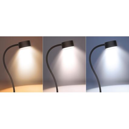 Solight WO3001-B- Candeeiro LED flexível regulável com clip LED/2W/5V 3000/4000/6500K preto